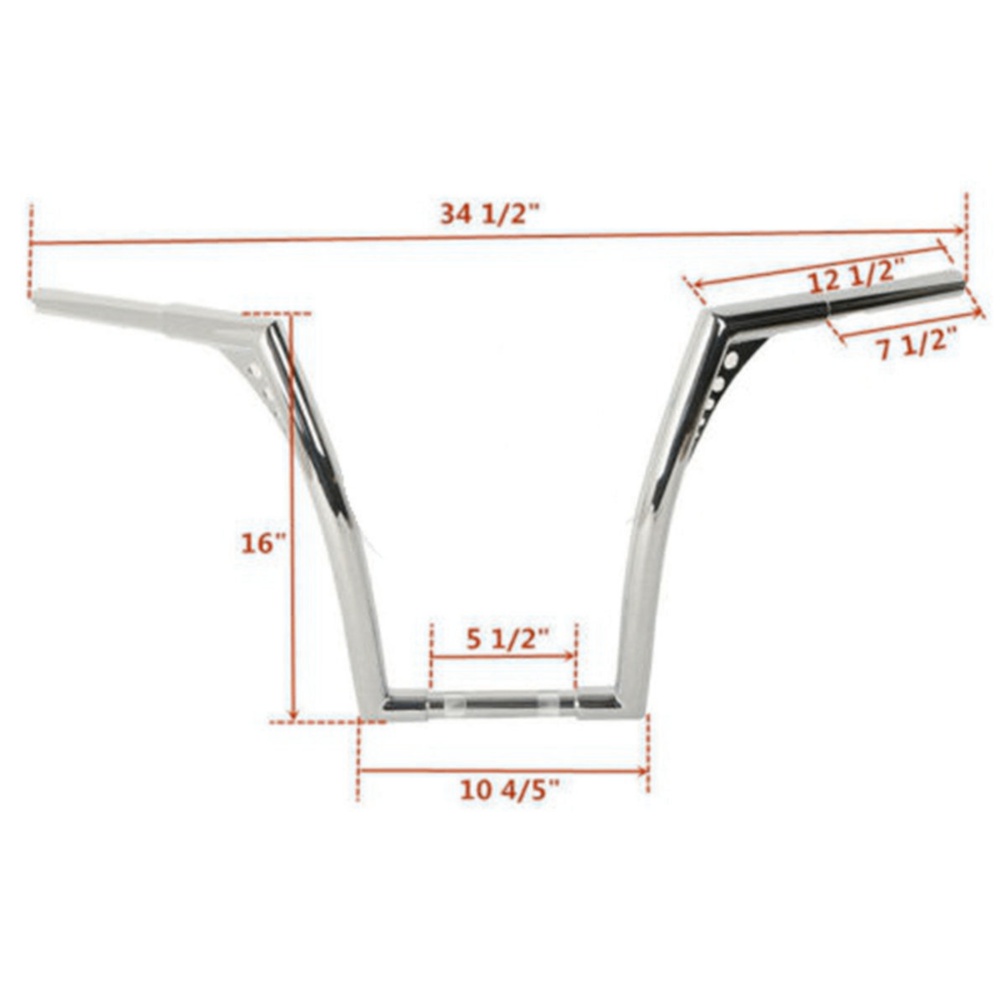 Chrome 16" Rise 1 1/4" Ape Hangers Handlebar For 1965-2021 Harley-Davidson XL