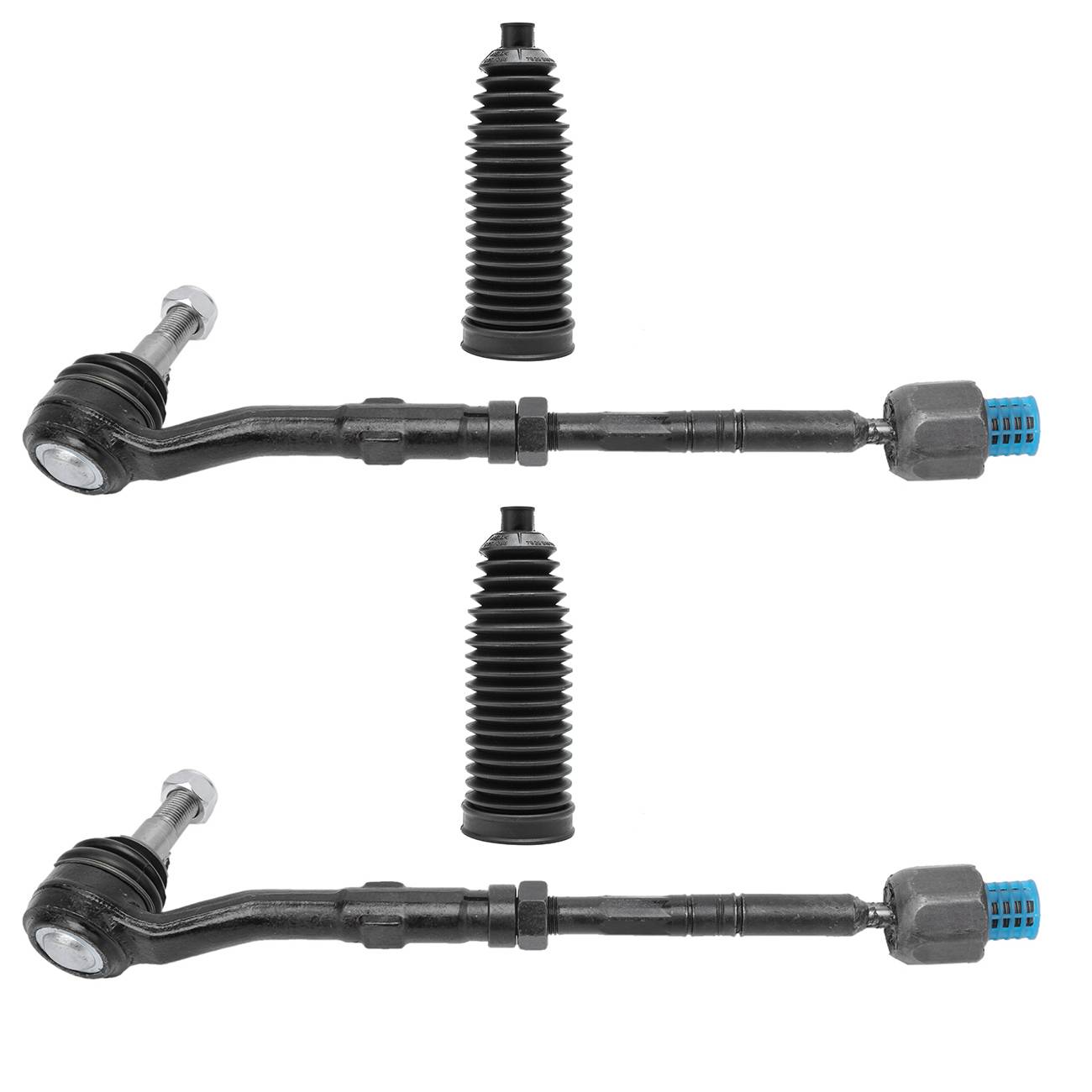 2 Sets Of - Front L & R Inner & Outer Tie Rod W/ Steering Rack Boot Kit For BMW E60