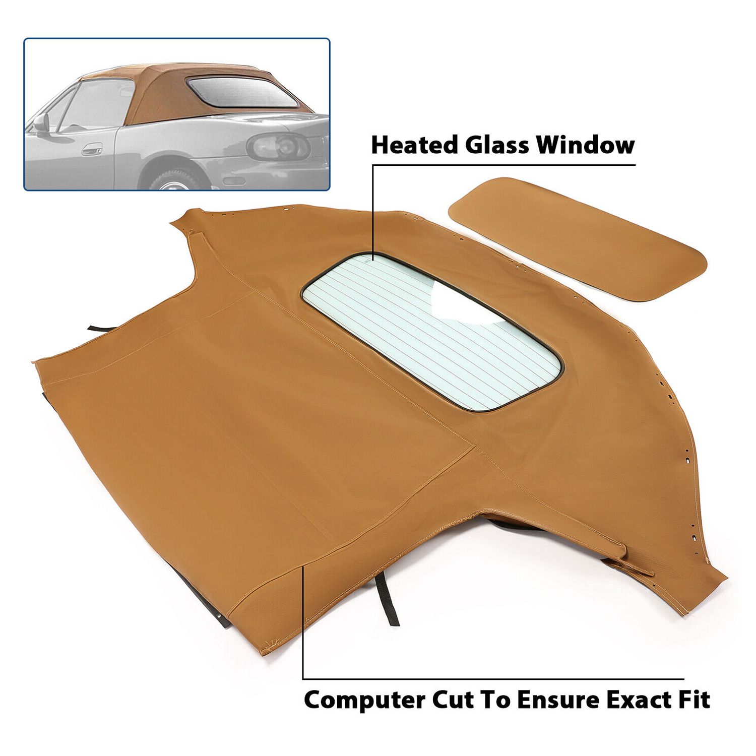 For 04-05 Mazda Miata Mazdaspeed Convertible Soft Top W/Heated Glass Window Tan