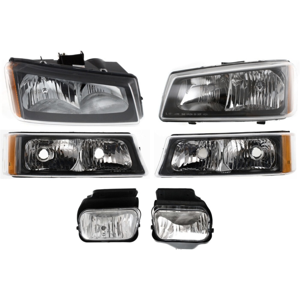 [6PC For Silverado Headlights+Bumper Signal Lamp+Driving Fog Lights