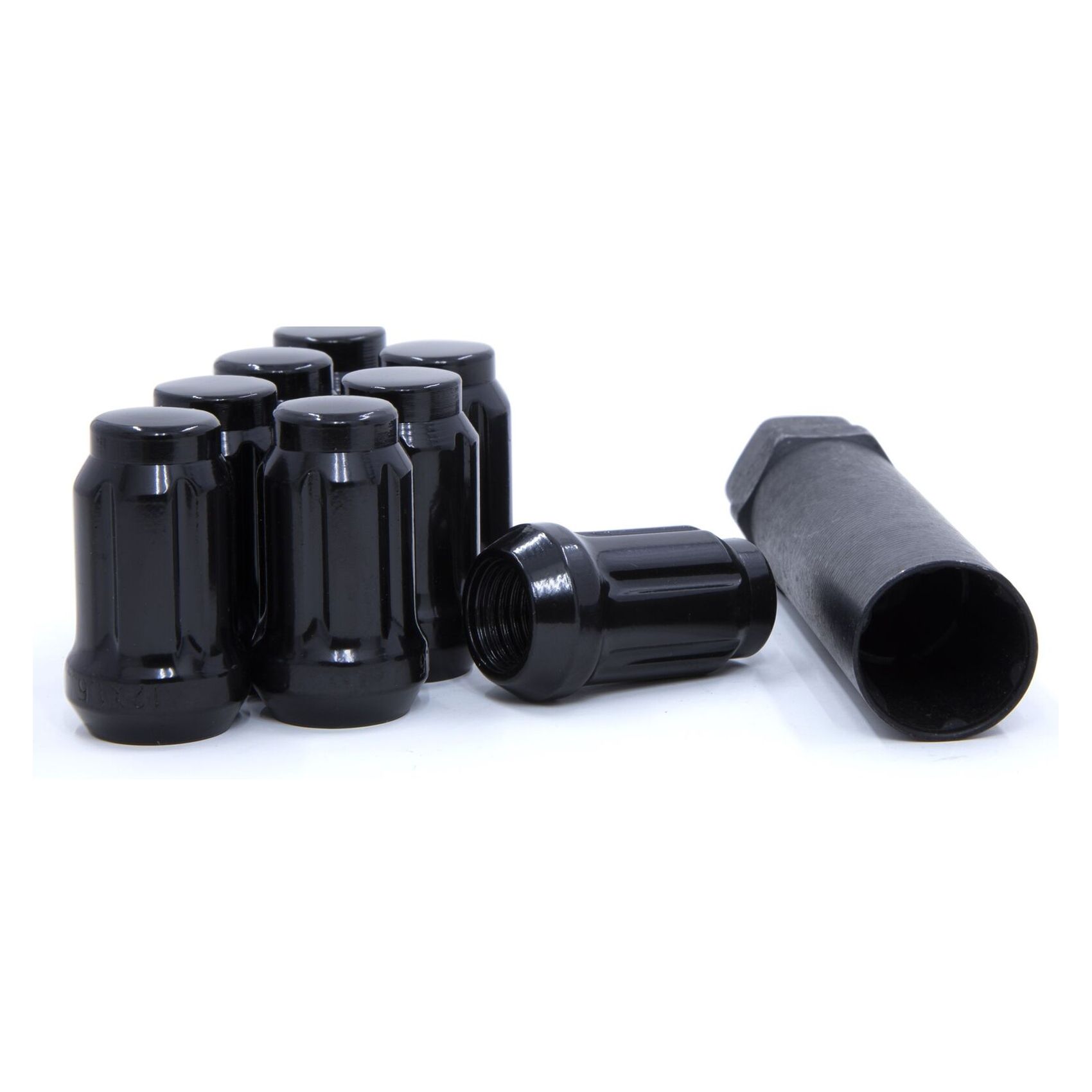 2 Sets Of - Black Lug Wheel Nuts Tuner Spline Drive Acorn 12x1.5 Key Tools