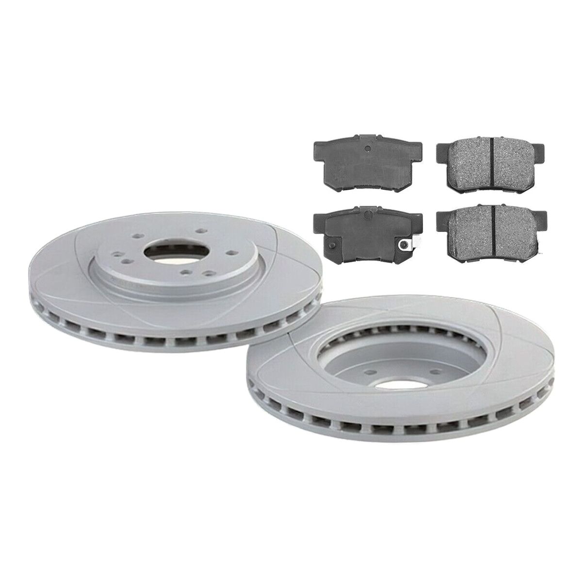 Rear Slotted Disc Brake Rotors & Pads Fits 11.10"