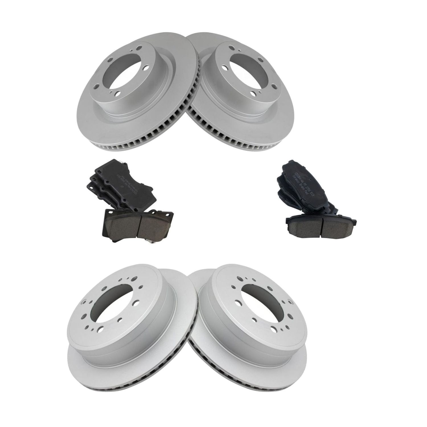 Front & Rear Ceramic Disc Brake Pads & G-Coated Rotor Kit For 16-20 LX570 Truck