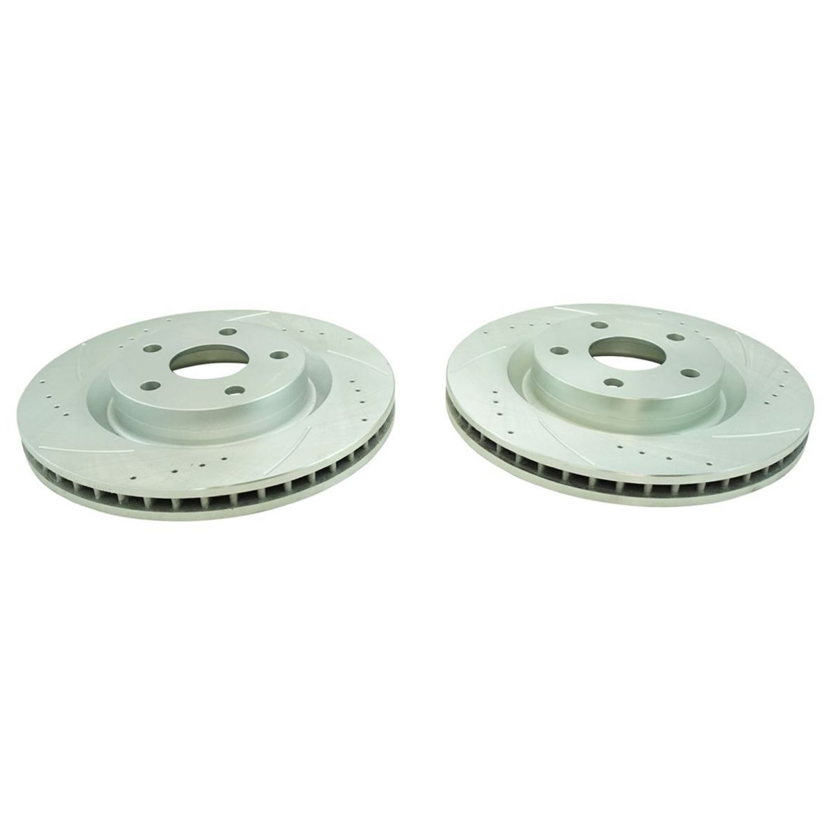 Front & Rear Ceramic Brake Pads & Performance Drilled Slotted Coated Rotor Kit
