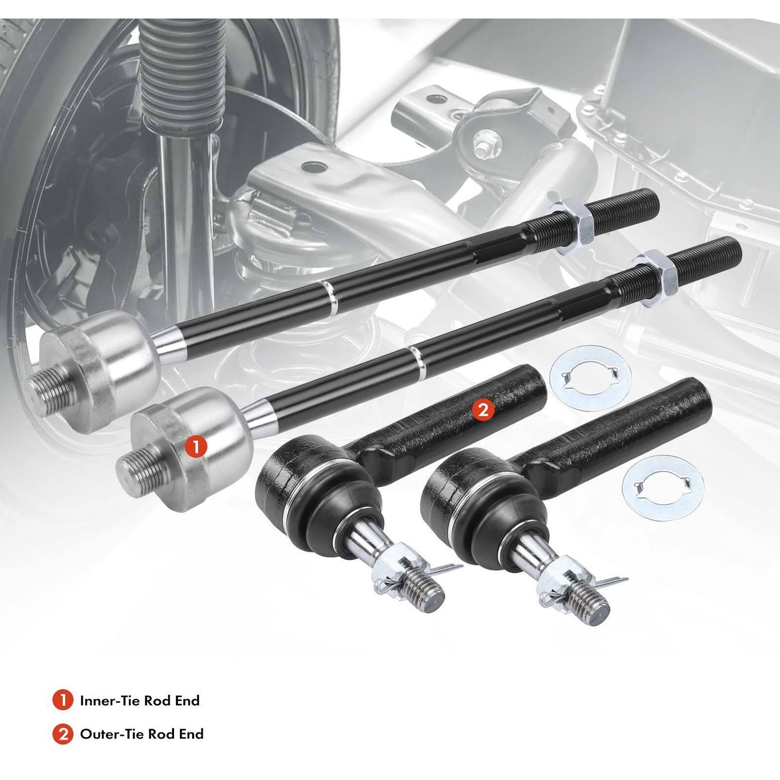 4x Inner & Outer Tie Rod End For Chevrolet Silverado 1500 Cadillac Escalade GMC