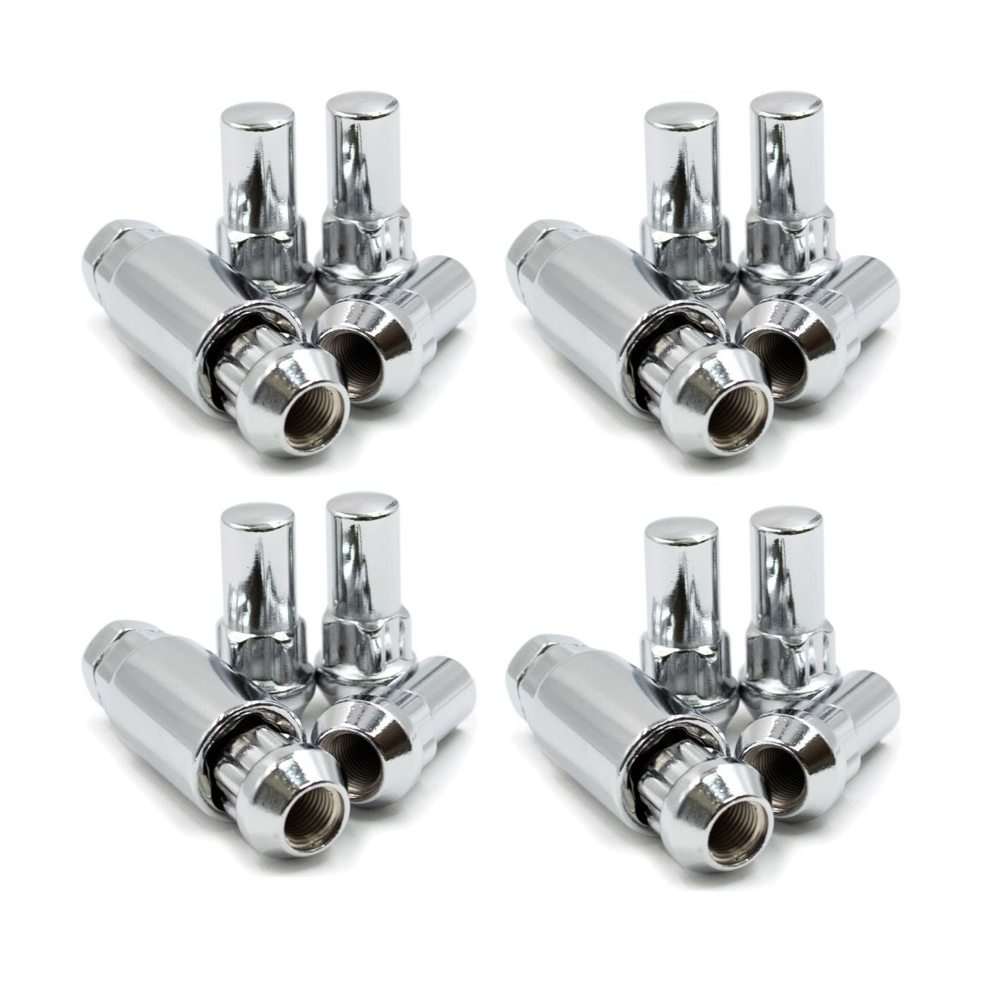 4 Sets Of - Lug Wheel Lock Nuts 14x1.5 Bulge Acorn 1.9" Long Locking Nut