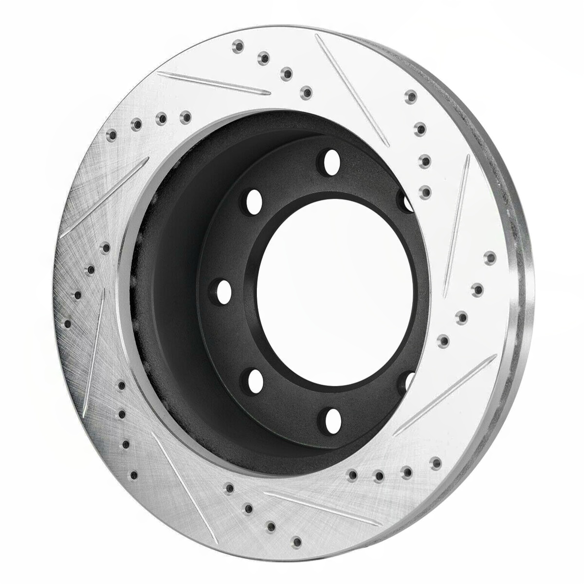 2 Sets Of - Front Drilled Slotted Brake Rotors Black For Chevrolet Express 2500 6.6L