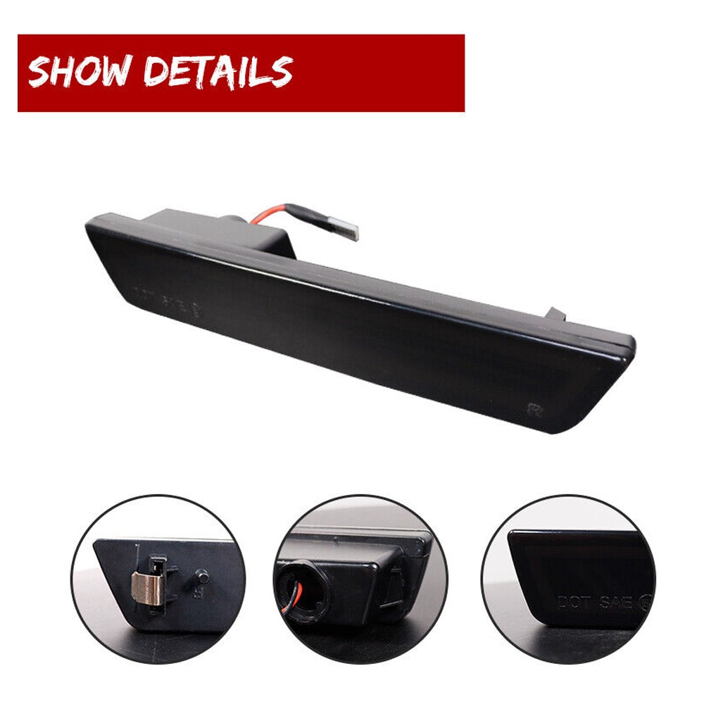 Smoke Lens Red Rear Fender Side Marker LED Lights