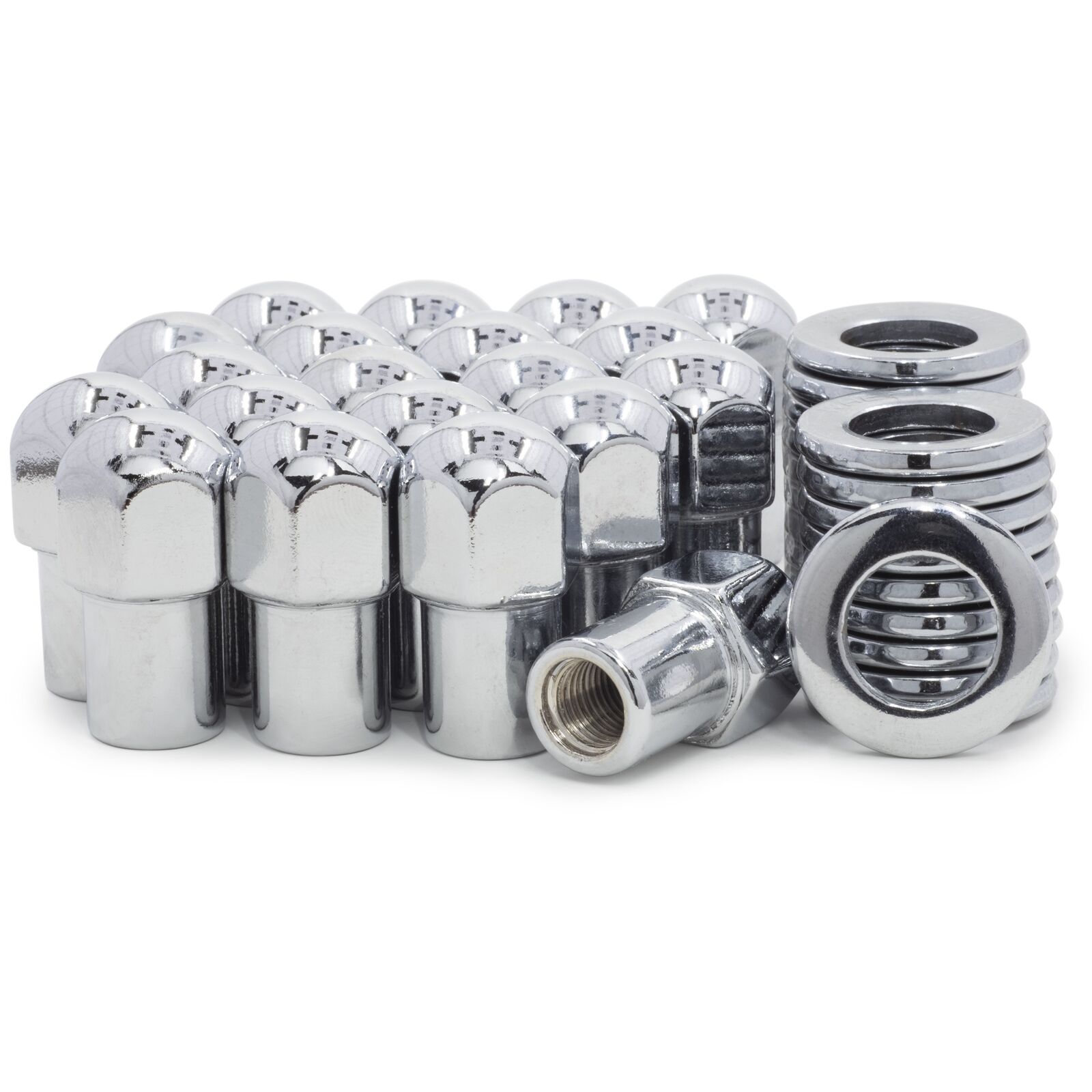 2 Sets Of - Lug Nuts 12x1.5 Chrome Dome Top Mag Nut .75 Shank Cragar Center Washers