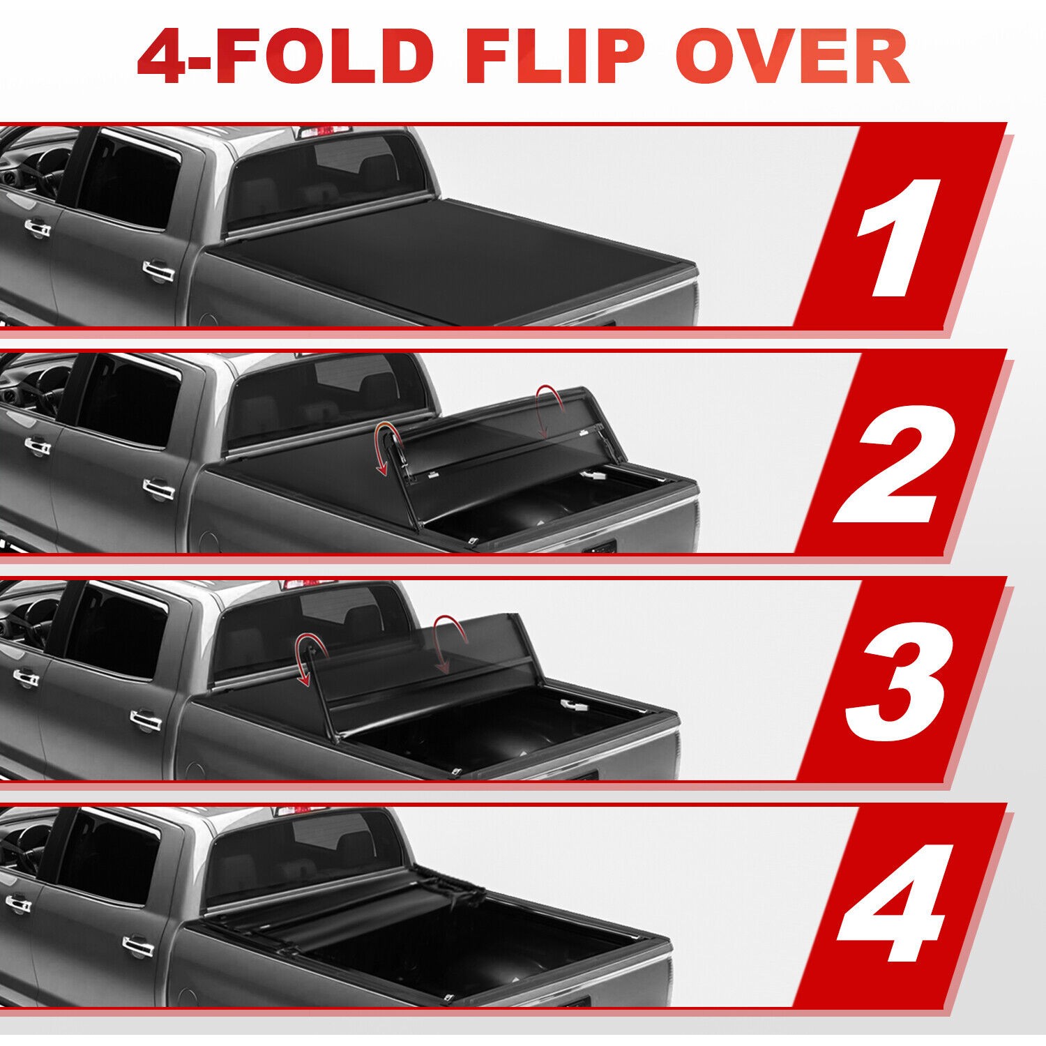 6.5FT 4-Fold Soft Tonneau Cover For 2016-2021 Nissan Titan / XD Truck Bed 78''
