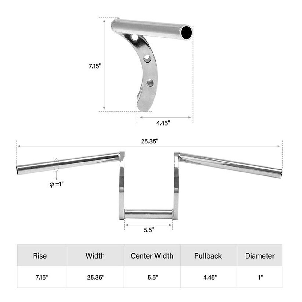 Chrome Handlebar 1" Z For 2001-2002 Harley-Davidson Heritage Springer Bar