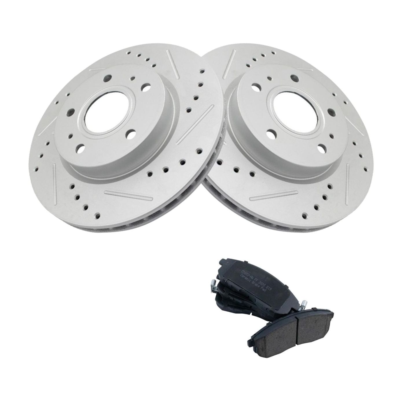 For 2007-2008 SX4 Base Drilled & Slotted Brake Rotor & Ceramic Pad Front Set