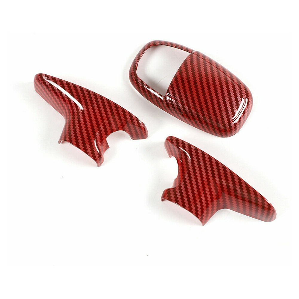2 Sets Of - Red Carbon Fiber Center Gear Shift Knob Cover Trim