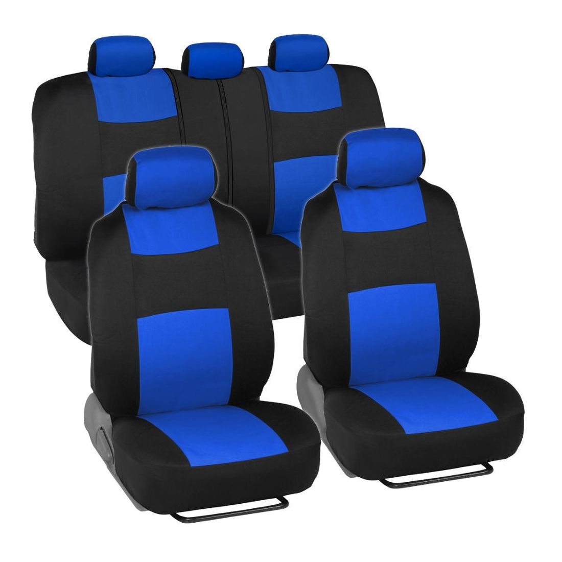 Car Seat Covers For 2006-2015 Ford Fusion 2 Tone Blue & Black W/Split Bench