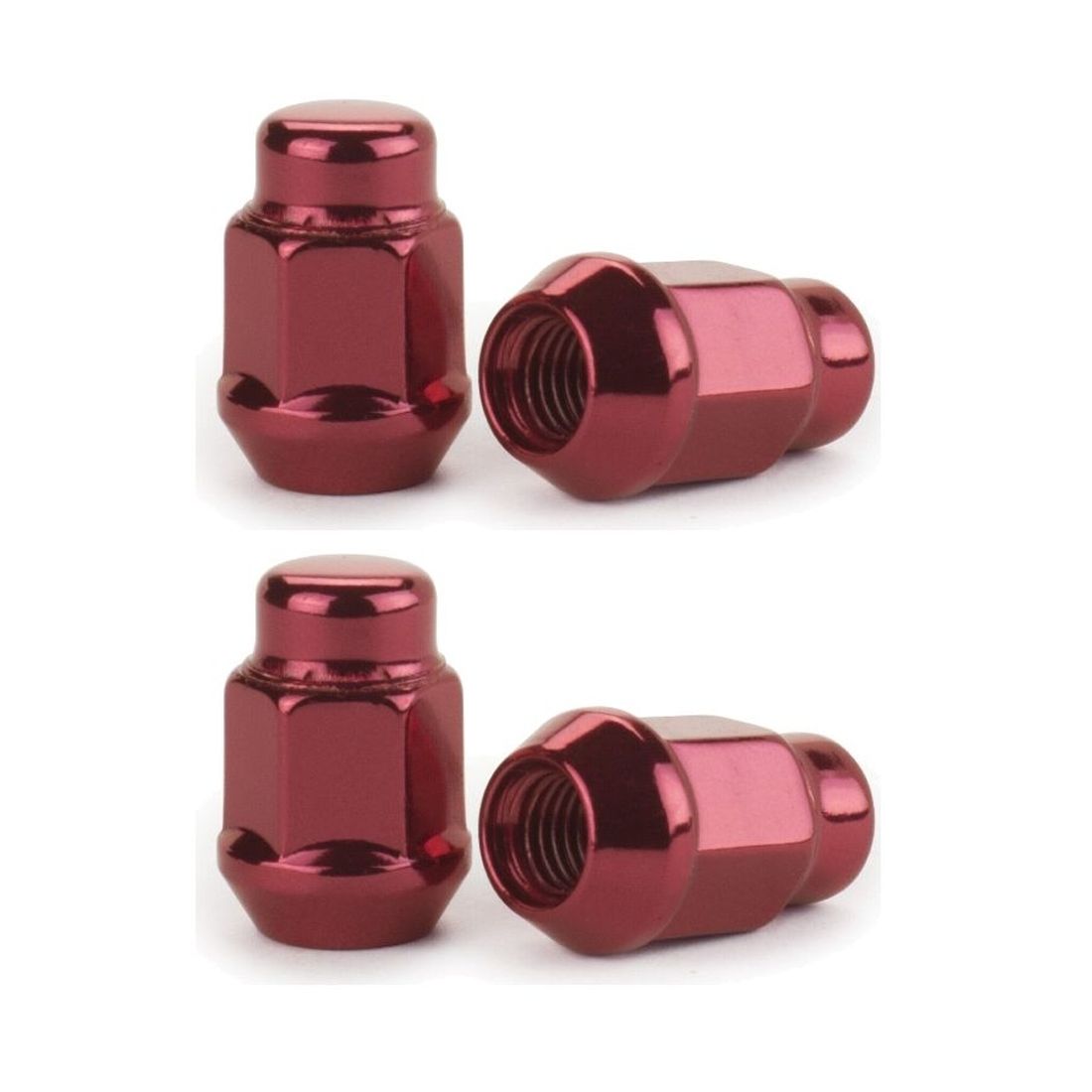 2 Sets Of - Red Bulge Acorn Lug Nuts 12x1.25 Wheel Nut 3/4 Hex Fits Nissan Infiniti