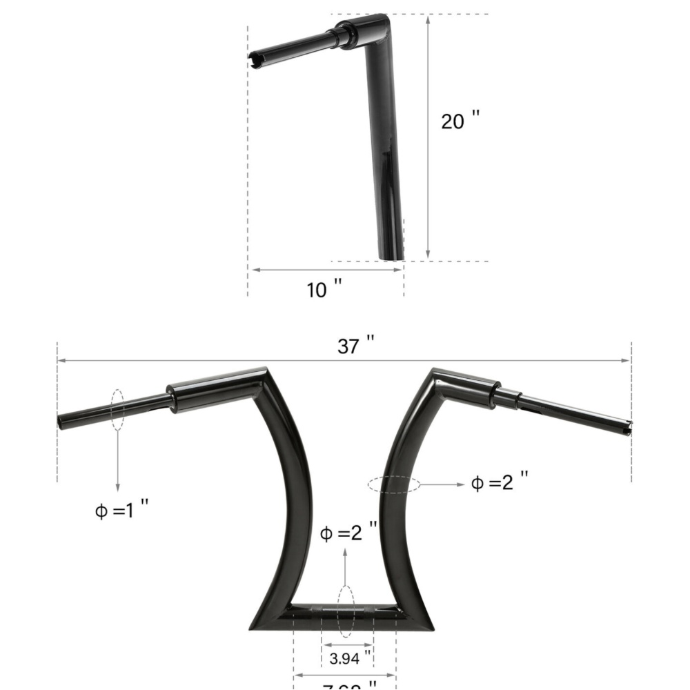 20" Rise 2" Ape Hanger Bar Handlebar & Risers For 1965-2022 Harley-Davidson Road