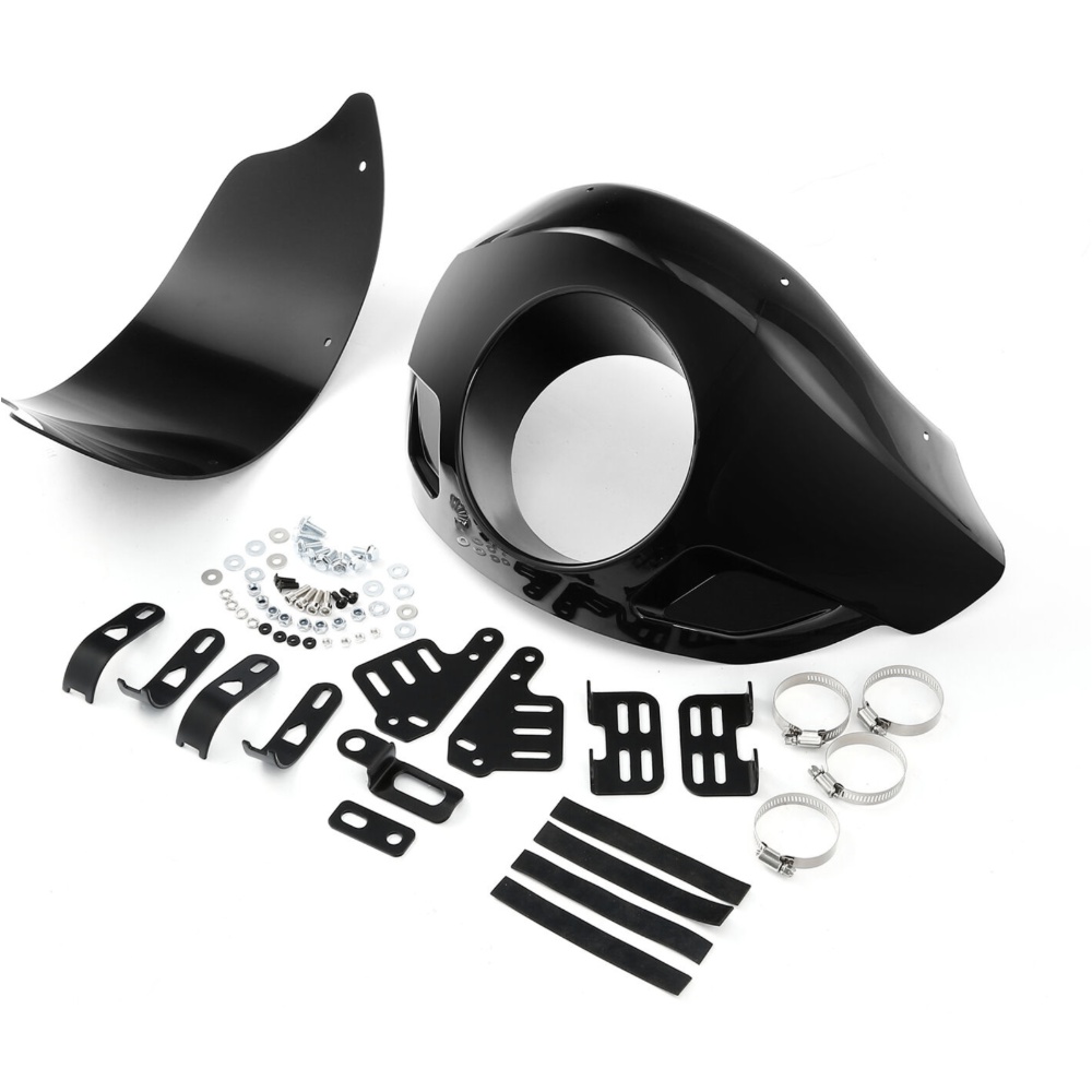 5 3/4" Front Headlight Fairing Fit For Harley Touring W/ 35mm-49mm Forks Black