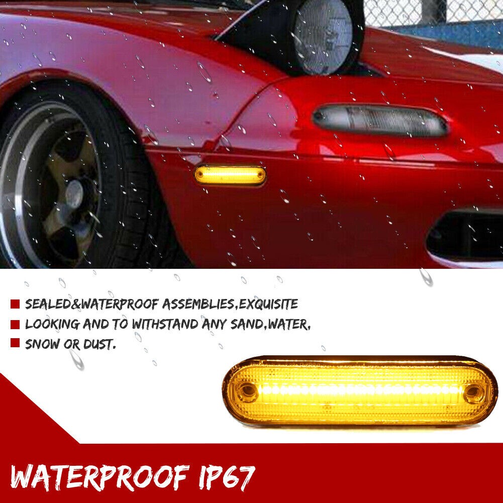4X LED Side Marker Lights Clear Lens Front & Rear