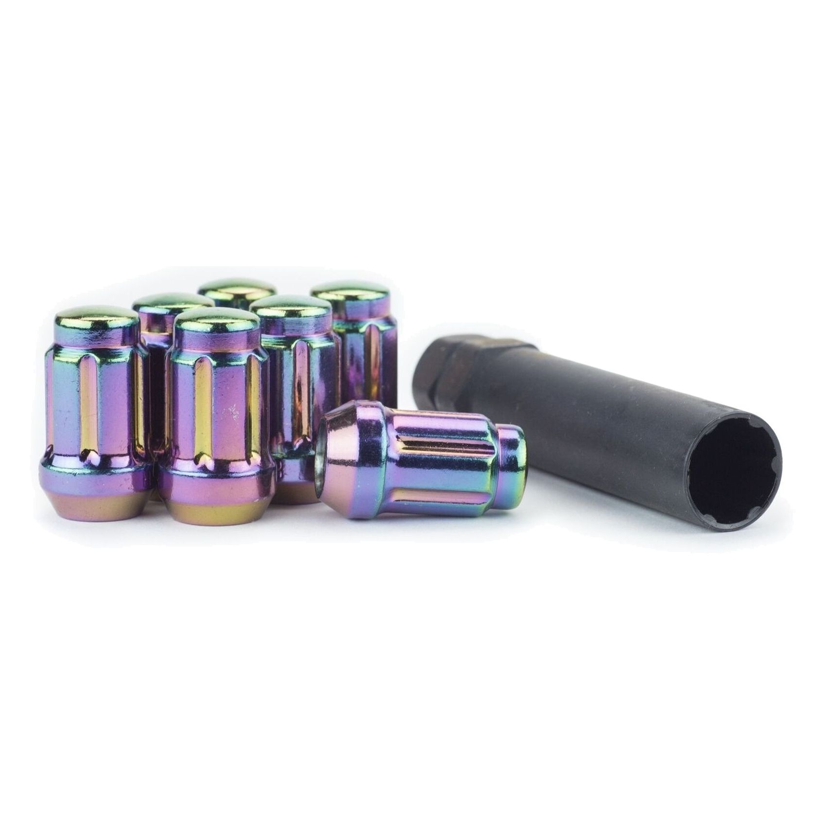 24 Lug Nuts Tuner Spline Drive Acorn NeoChrome 1/2-20 Wheel Nut