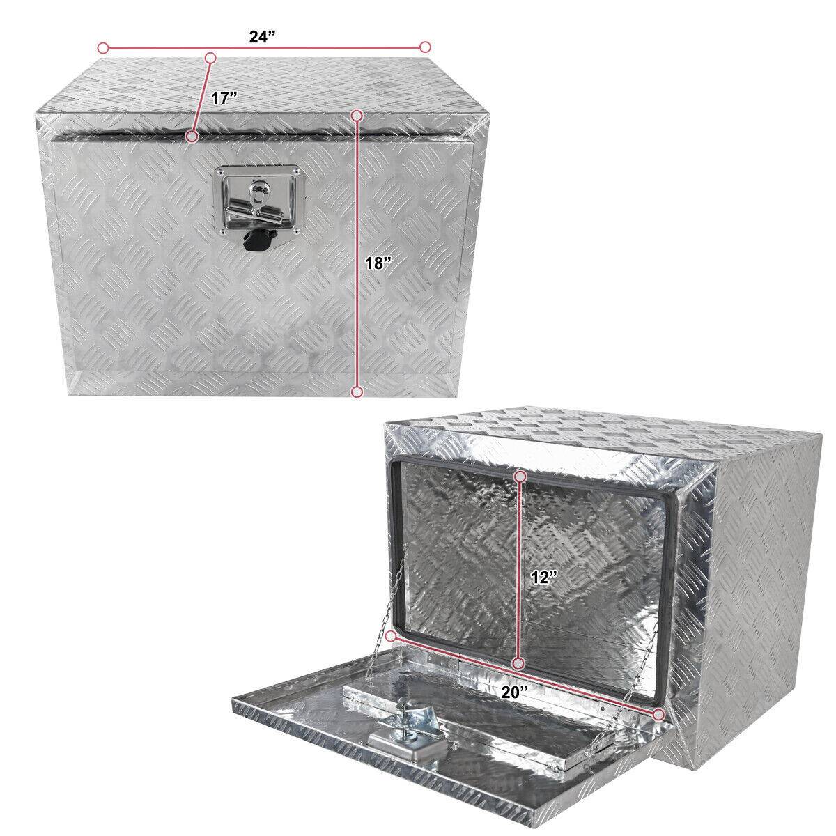 Tool Box 24" Heavy Duty Aluminum Pickup Trailer Underbody Storage+Lock