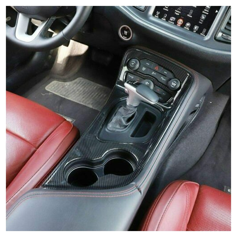 Interior Center Gear Shift Panel Trim Bezel 15+ Carbon Fibe