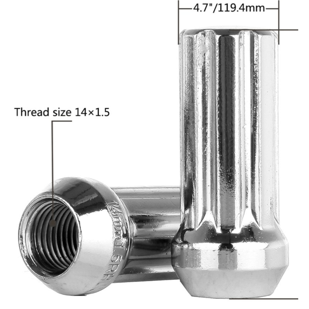 32 X Chrome 7 Spline Thread 14mmx1.5 Lug Nuts + 2 Keys For Ram 1500 2500 3500