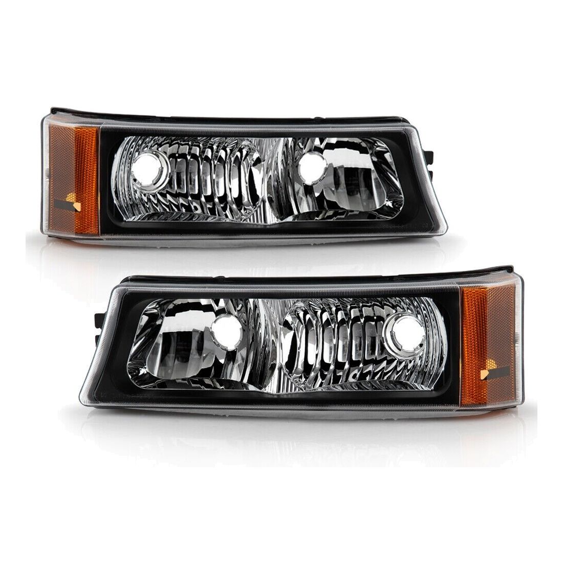 Black For 05-06 Avalanche 1500 LS Bumper Corner Signal Parking Lights Lamps Set