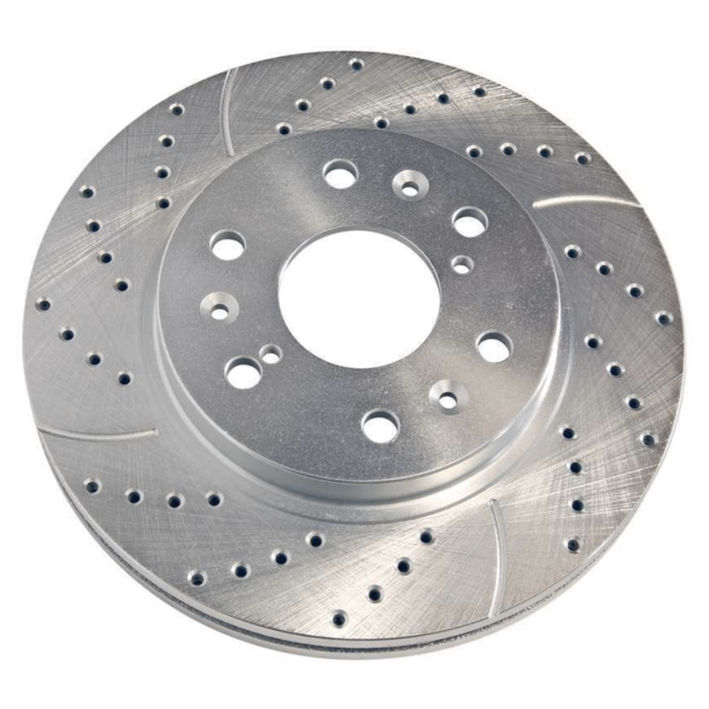 2 Sets Of - Front Drilled Slotted Brake Rotors Silver For Cadillac Chevrolet GMC 5.3L