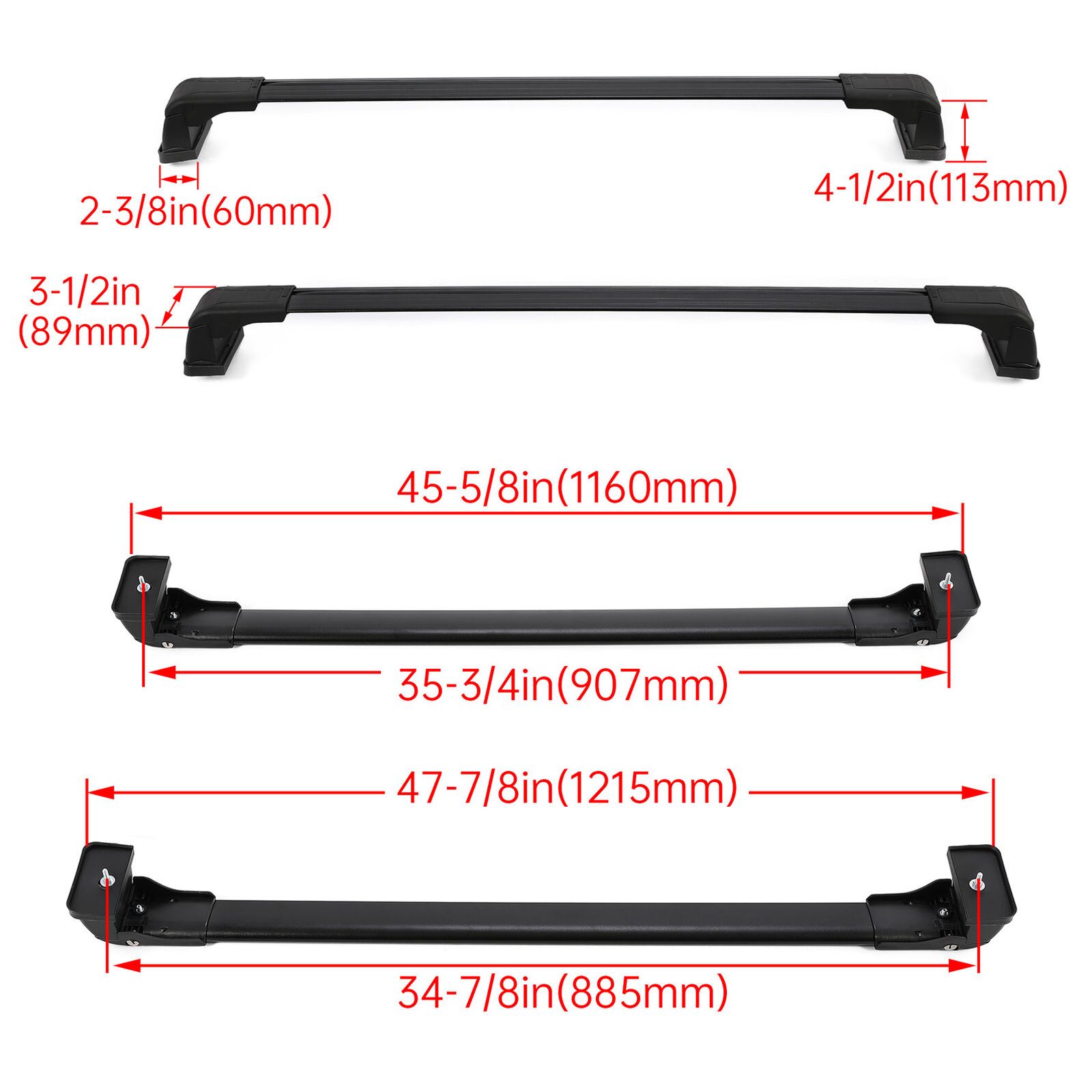 2Pcs For 07-15 5 Grand Touring Aluminum Roof Rack Cross Bars Cross Rail Black