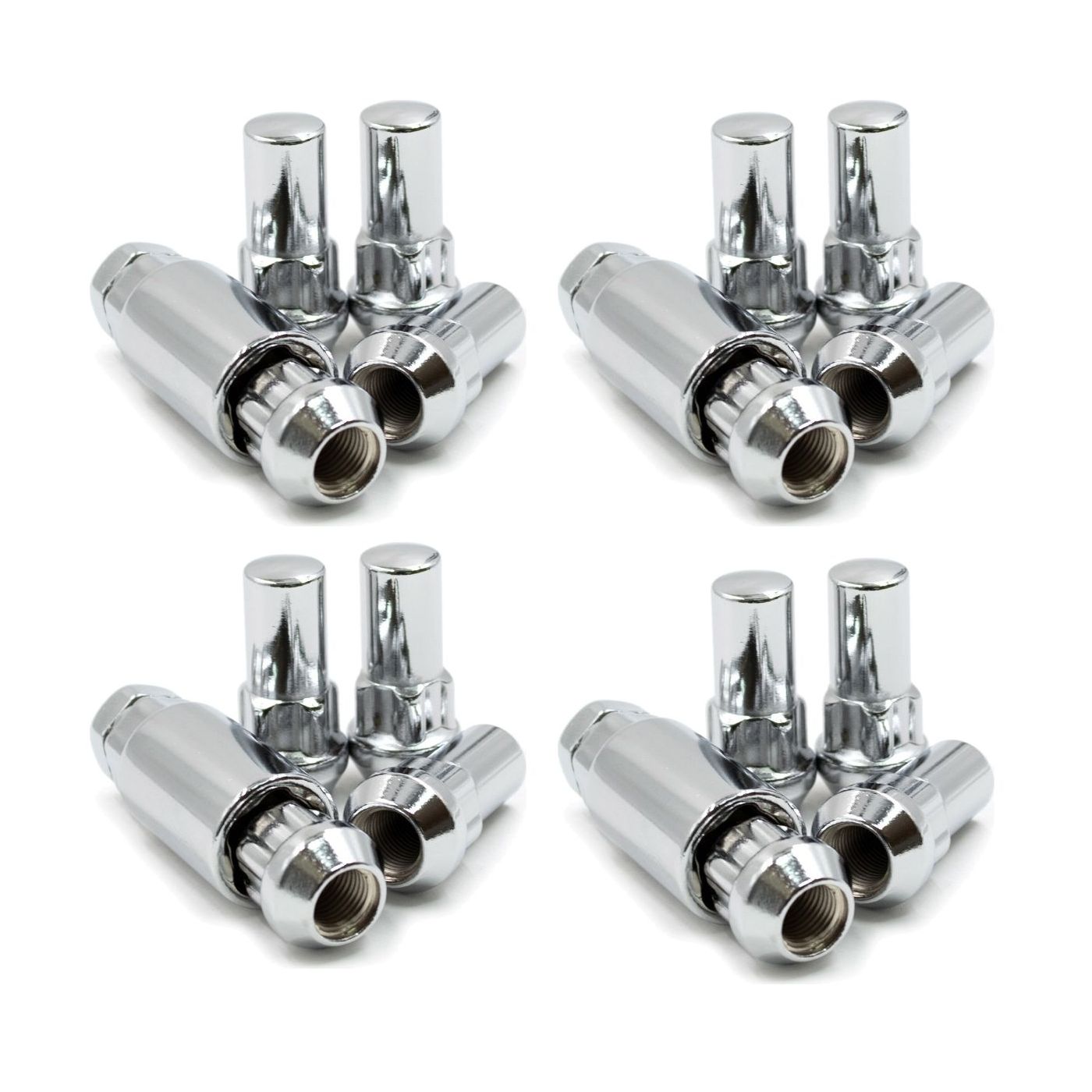 4 Sets Of - Lug Wheel Lock Nuts 14x2 Bulge Acorn 1.9" Locking Lugs For Ford Lincoln