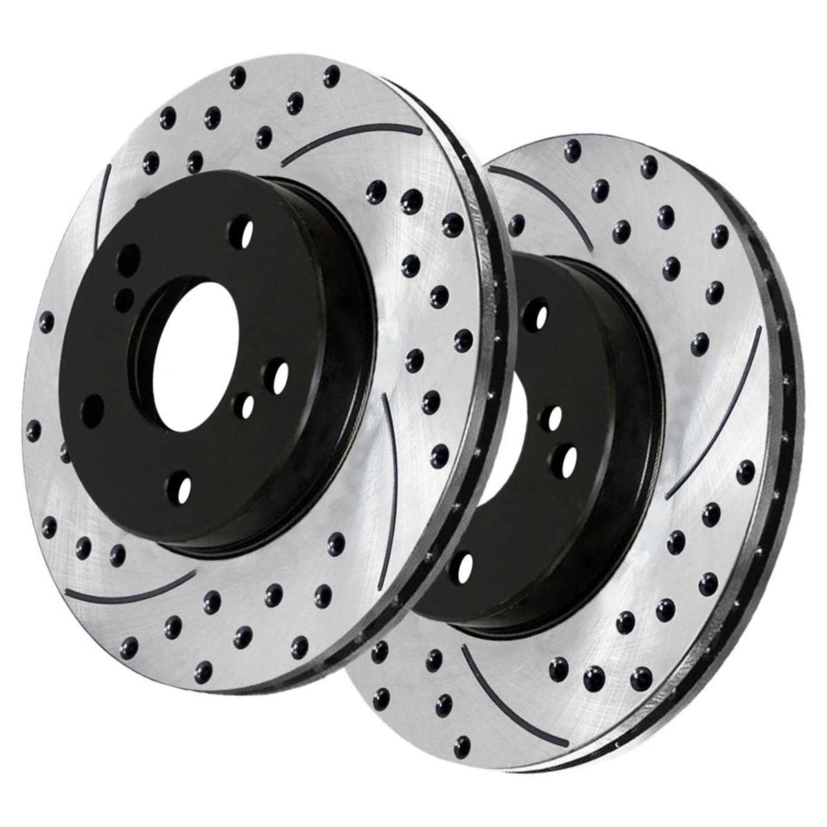 For 2009-2014 Matrix 2009-2019 Corolla Front Drilled Slotted Brake Rotor Pair
