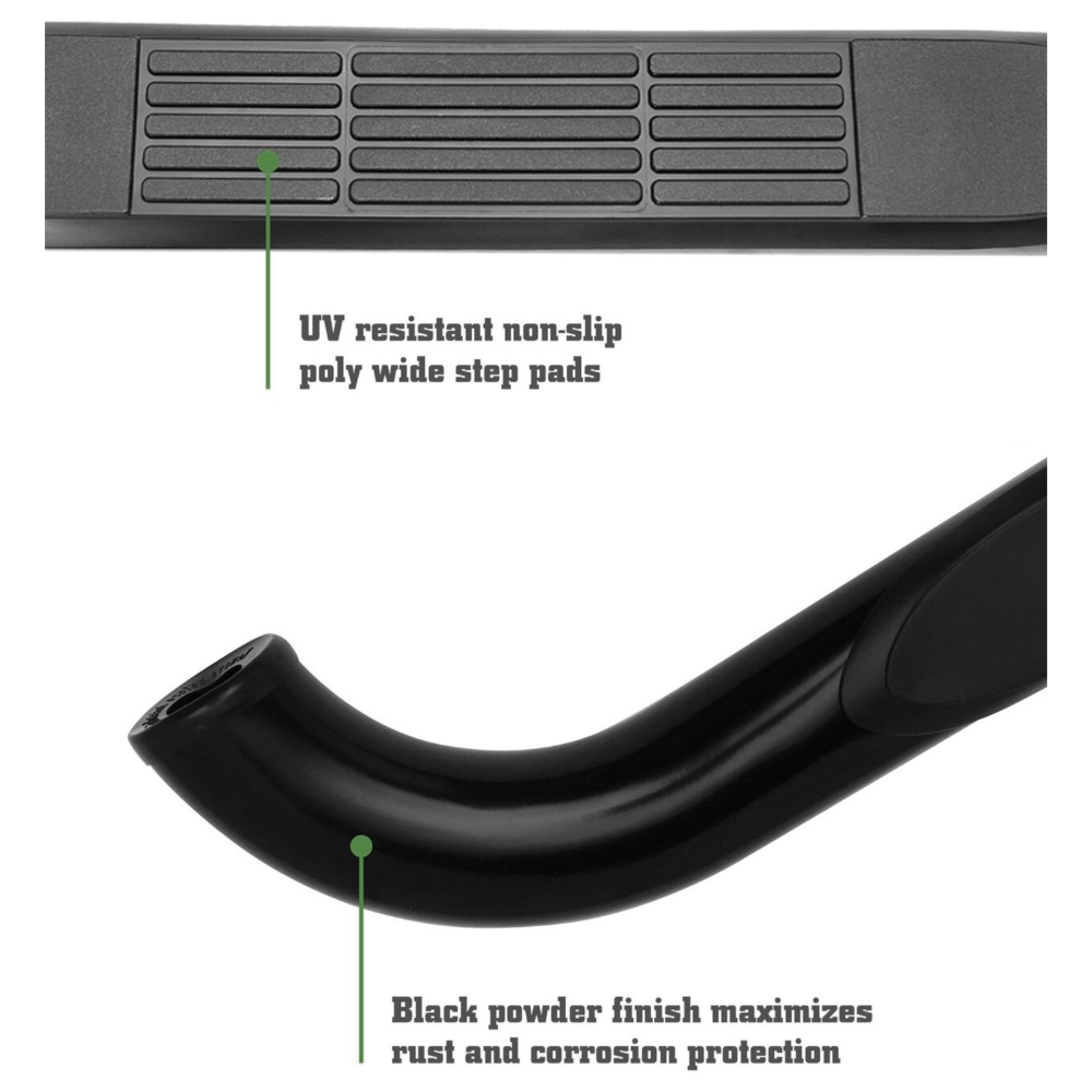 3" Black Side Step Rails For Sierra Silverado Crew Cab Nerf Bars