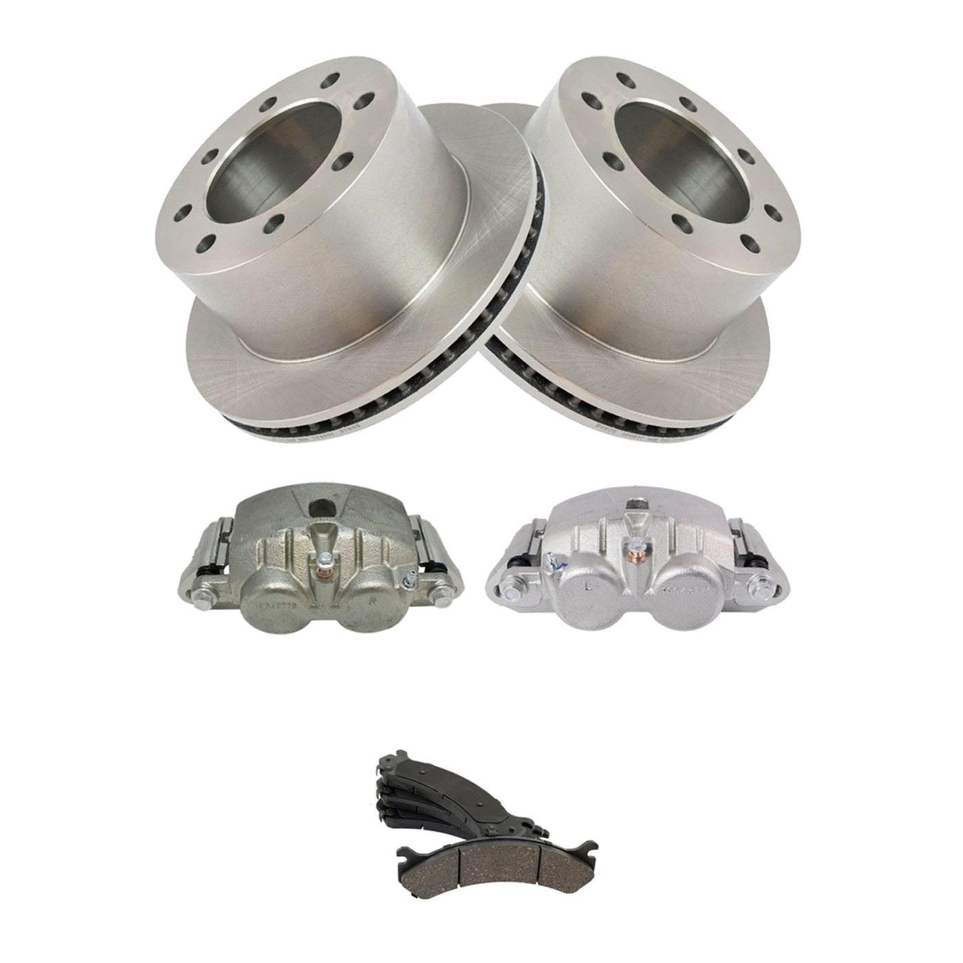 Rear Ceramic Brake Pad Rotor & Caliper Kit W For 01-06 Sierra 3500 Dually Truck