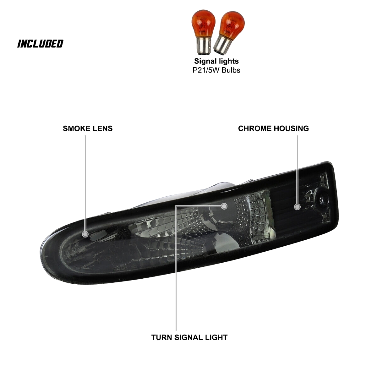 Smoke Bumper Lights Front Turn Signal Lamps