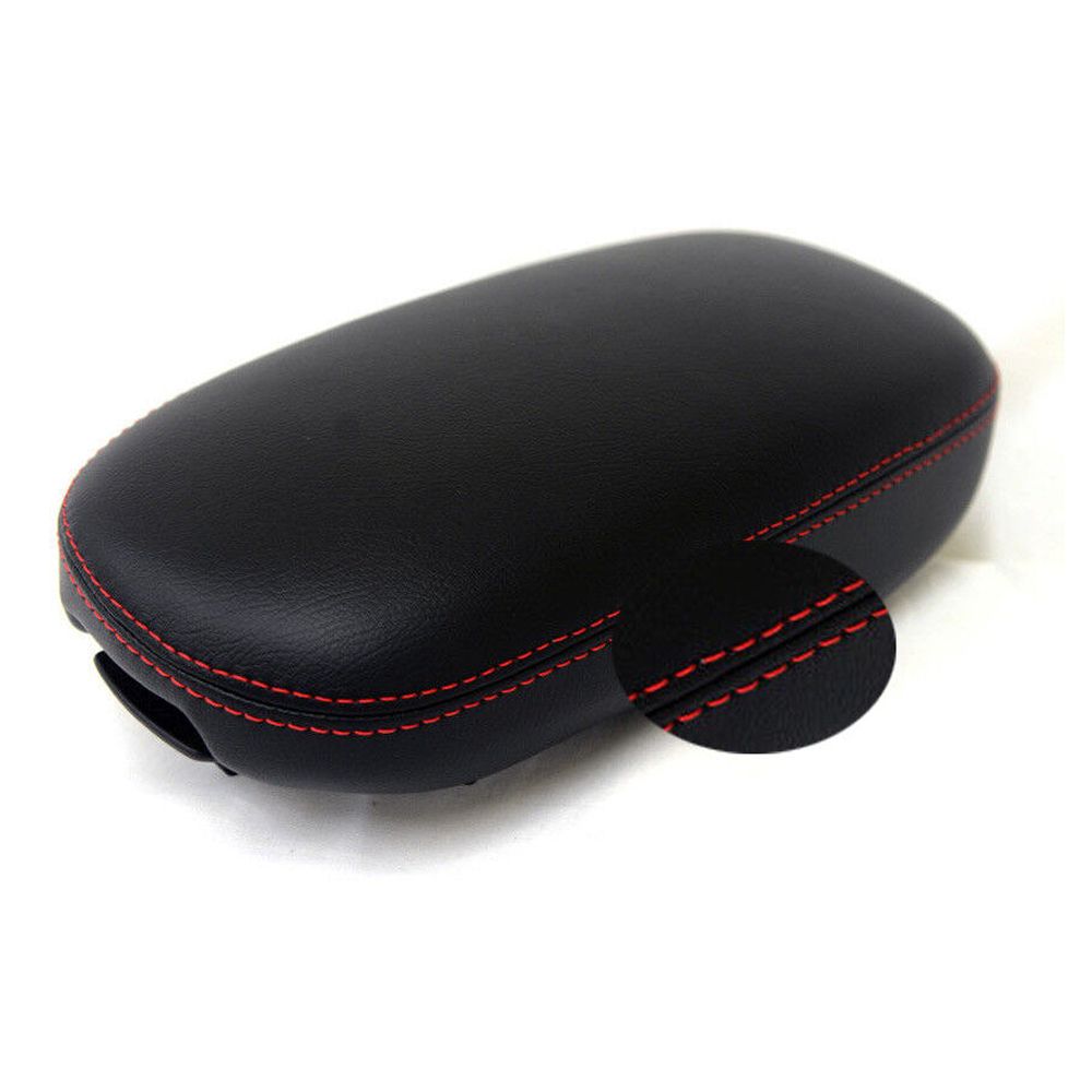 Center Console Armrest Leather Synthetic Cover For Kia 2014-2019 Soul Red Stitch
