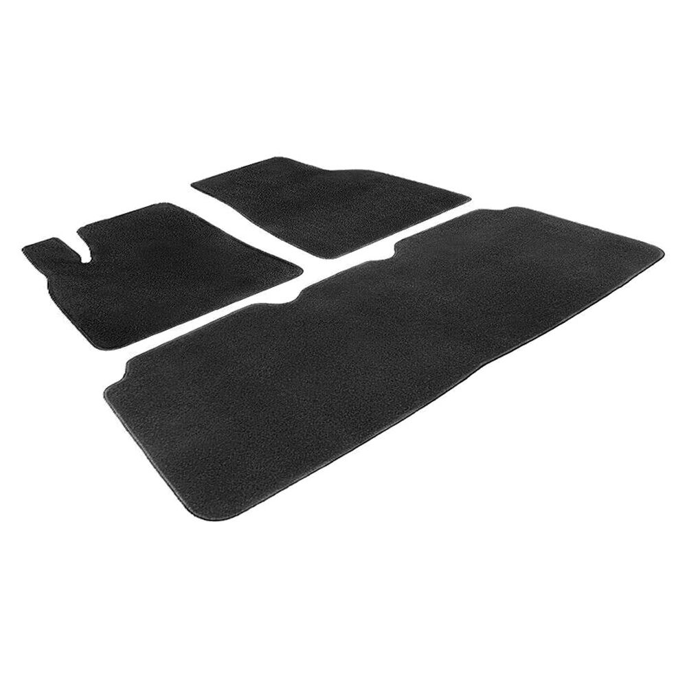 For 2017-2019 Tesla S 75D Sedan 3pcs Nylon Floor Mats Carpets Front Rear-Black
