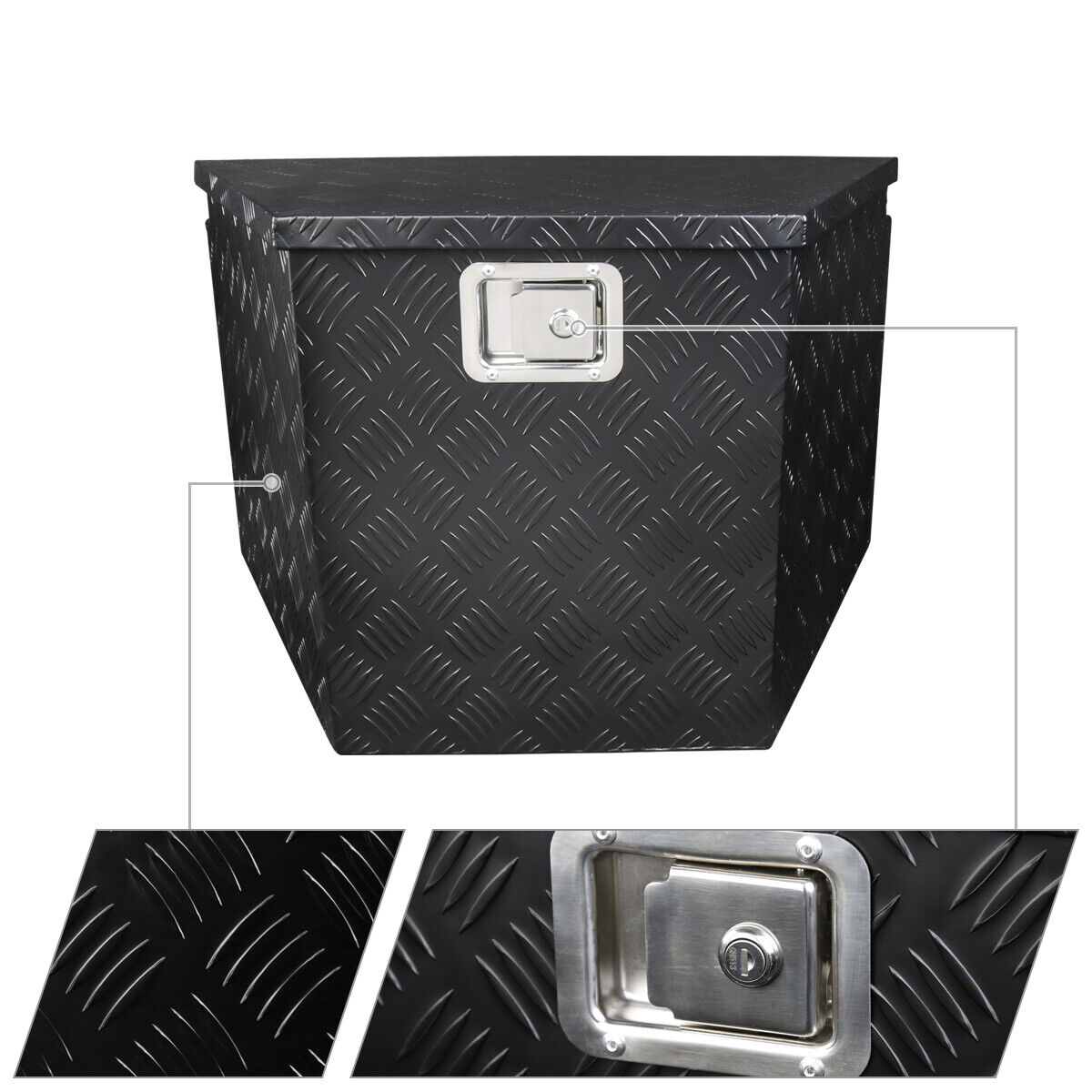 Tool Box 29" Heavy Duty Black Aluminum Tongue Truck Trailer+Lock+Key