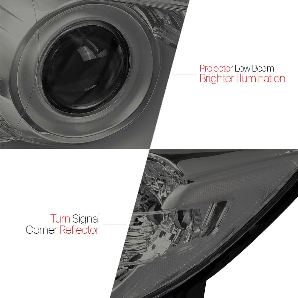 Fits 2013-2016 Mazda CX-5 [Chrome/Smoke] Crystal Corner Projector Headlight Lamp