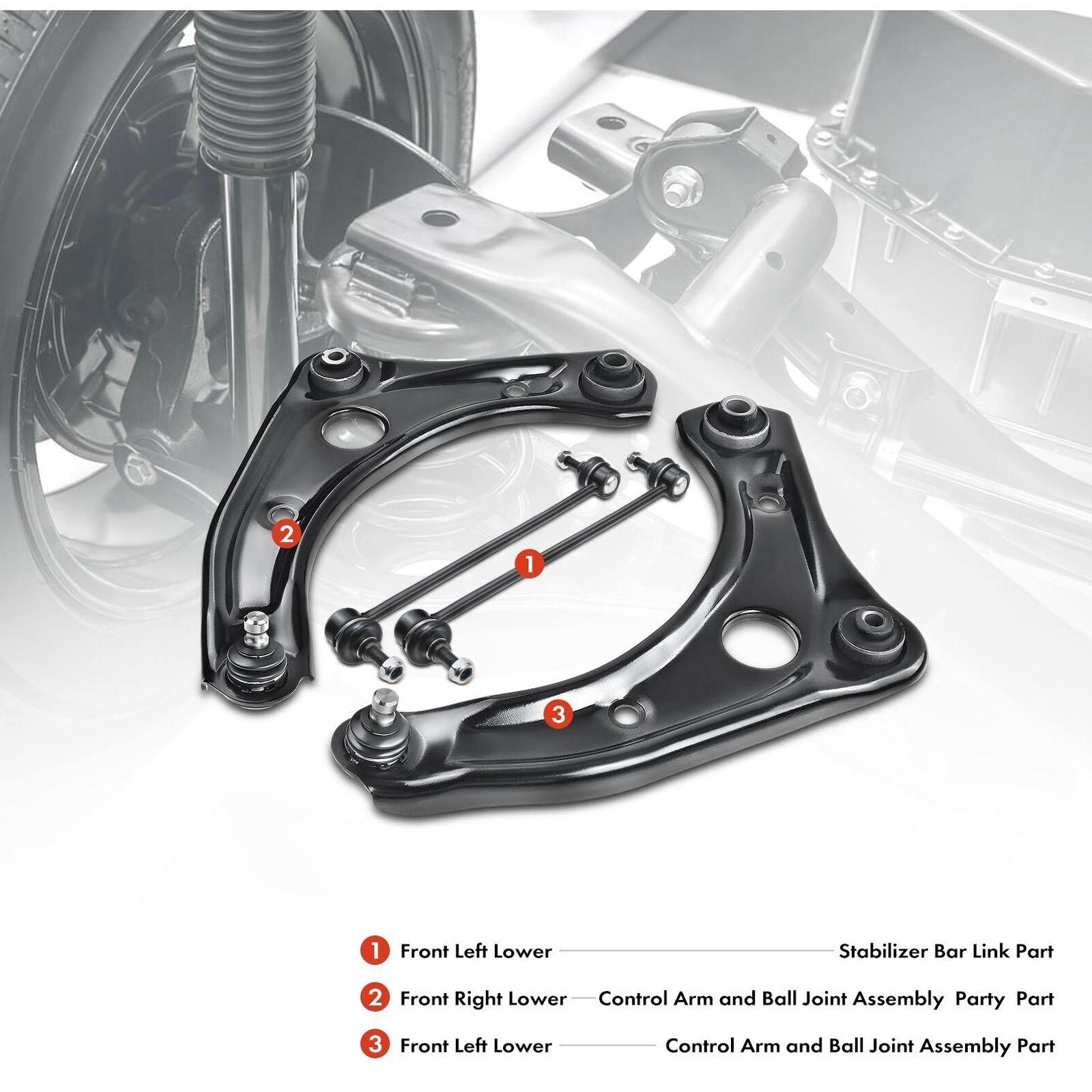 4Pcs Front Lower Control Arm W/ Ball Joint Stabilizer Bar For Nissan Versa
