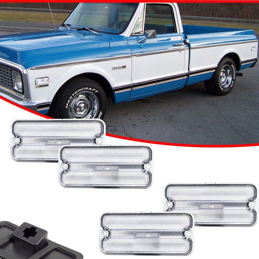 4x Clear Lens Front + Rear Side Marker Light Lamp