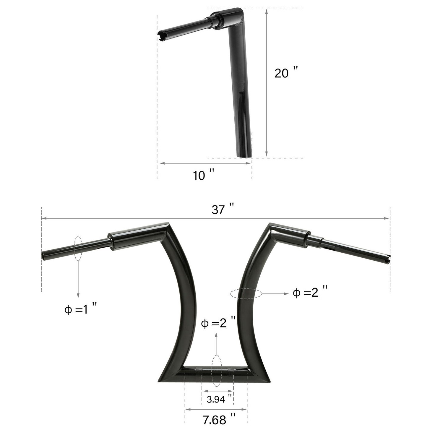 20" Rise 2" Hanger Handlebar W/ Risers Fit For Harley-Davidson Harley