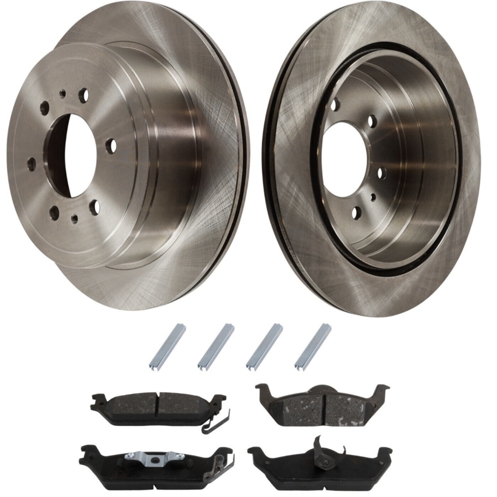 Brake Rotor Brake Pad Kit For 04-11 F-150 06-08 Mark LT Rear Solid Set Of 3 RWD