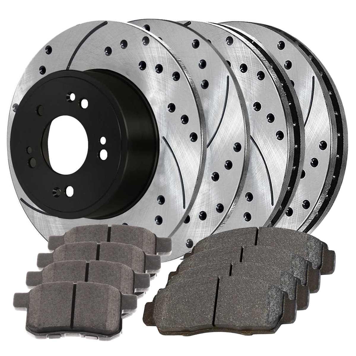 For 2008 2009 Honda Accord Front Rear Drilled Slotted Rotors And Ceramic Pads