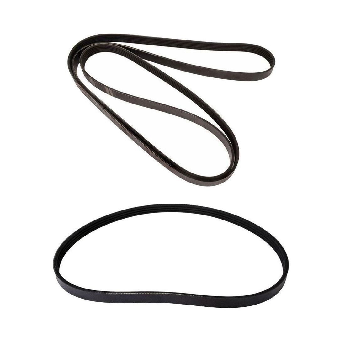 Set Of 2 For 03 525i Base Sedan Engine Drive Belts ALT W/P Power Steering & AC