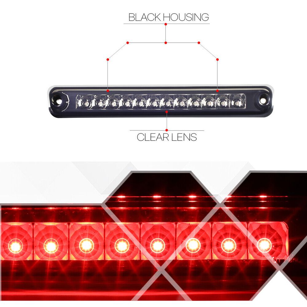 Fits 1993-1997 Passport/Rodeo [Black/Clear] LED Third 3rd Brake Light Tail Lamp