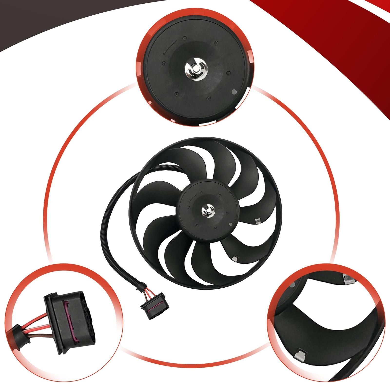 For 00-06 TT Quattro Coupe Engine Auxiliary Radiator Cooling Fan Motor Left