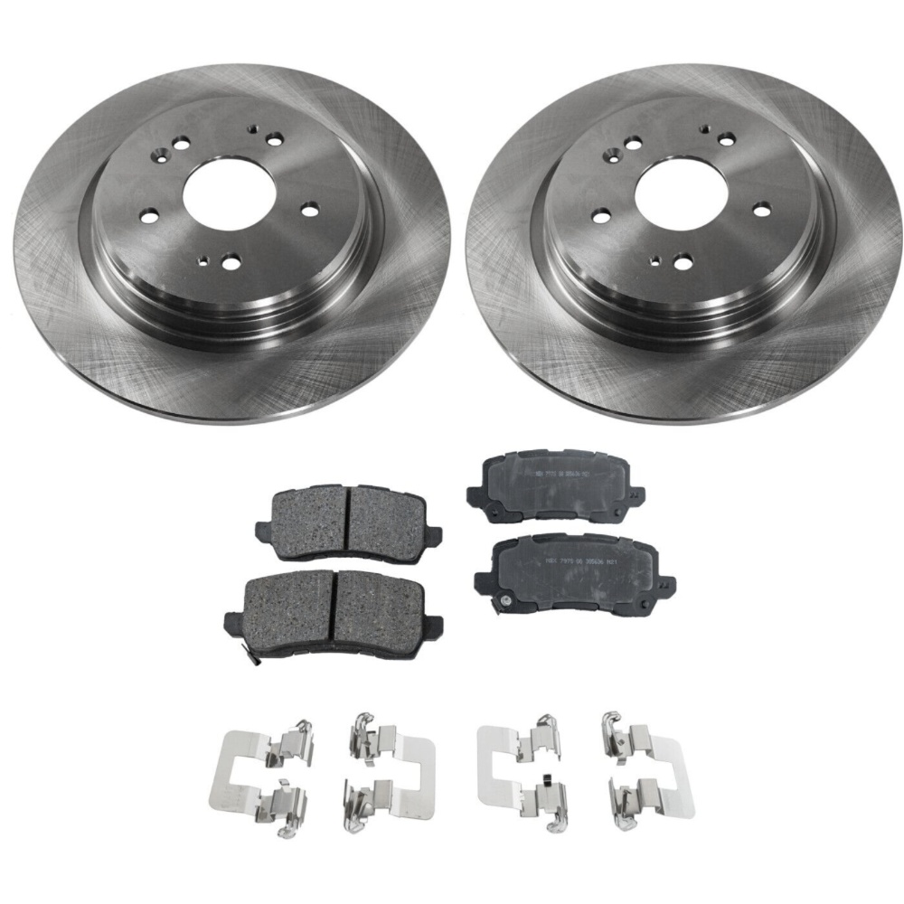 Brake Rotor Brake Pad Kit For 15-20 Acura TLX Sedan Rear Solid 2-Wheel Set FWD