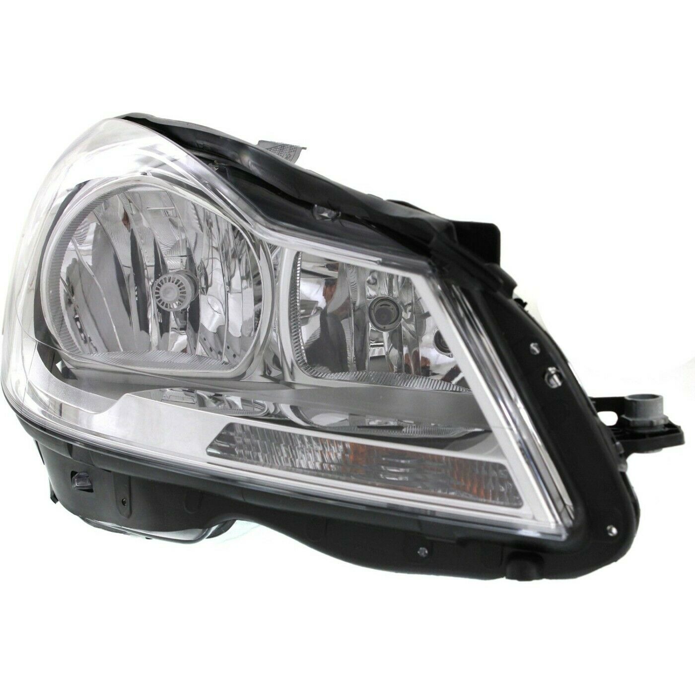 Headlight Set For 2012-2014 Benz C-Class Left And Right Chrome Housing 2Pc