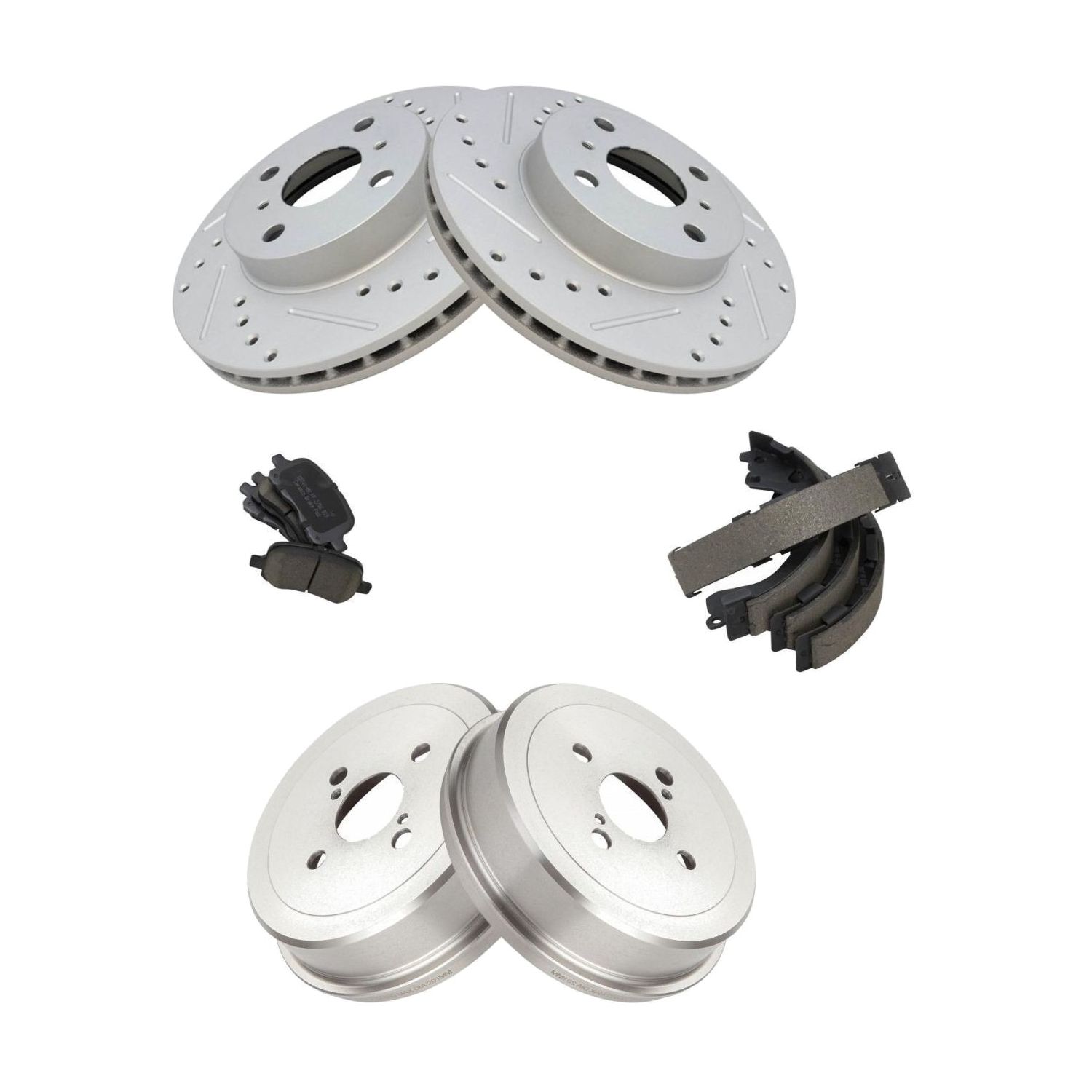 Front & Rear Posi Ceramic Brake Pad For 98-02 Corolla Rotor Shoes & Drum Kit