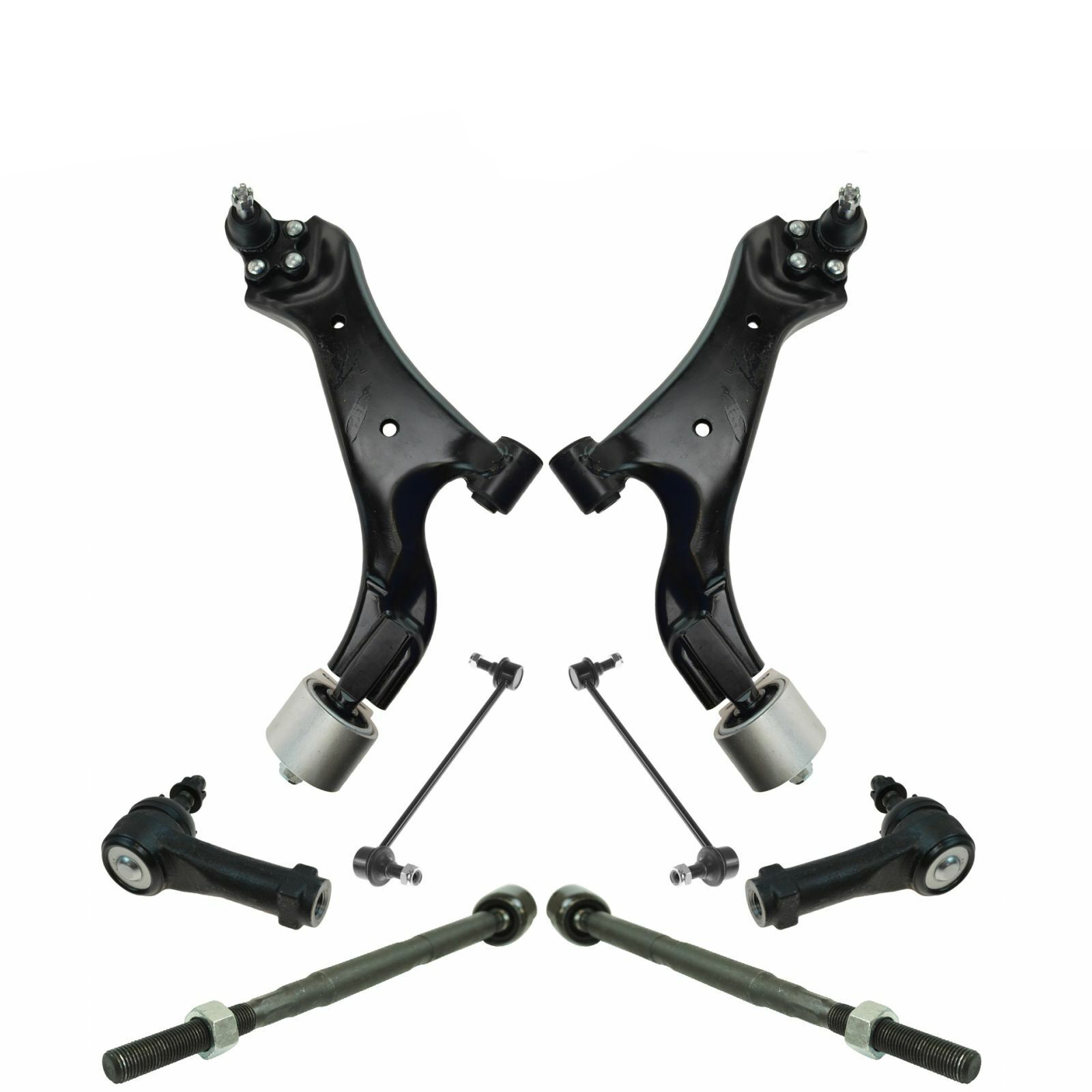 8 Piece Steering Suspension Kit Control Arms With Ball Joints Tie Rods Links